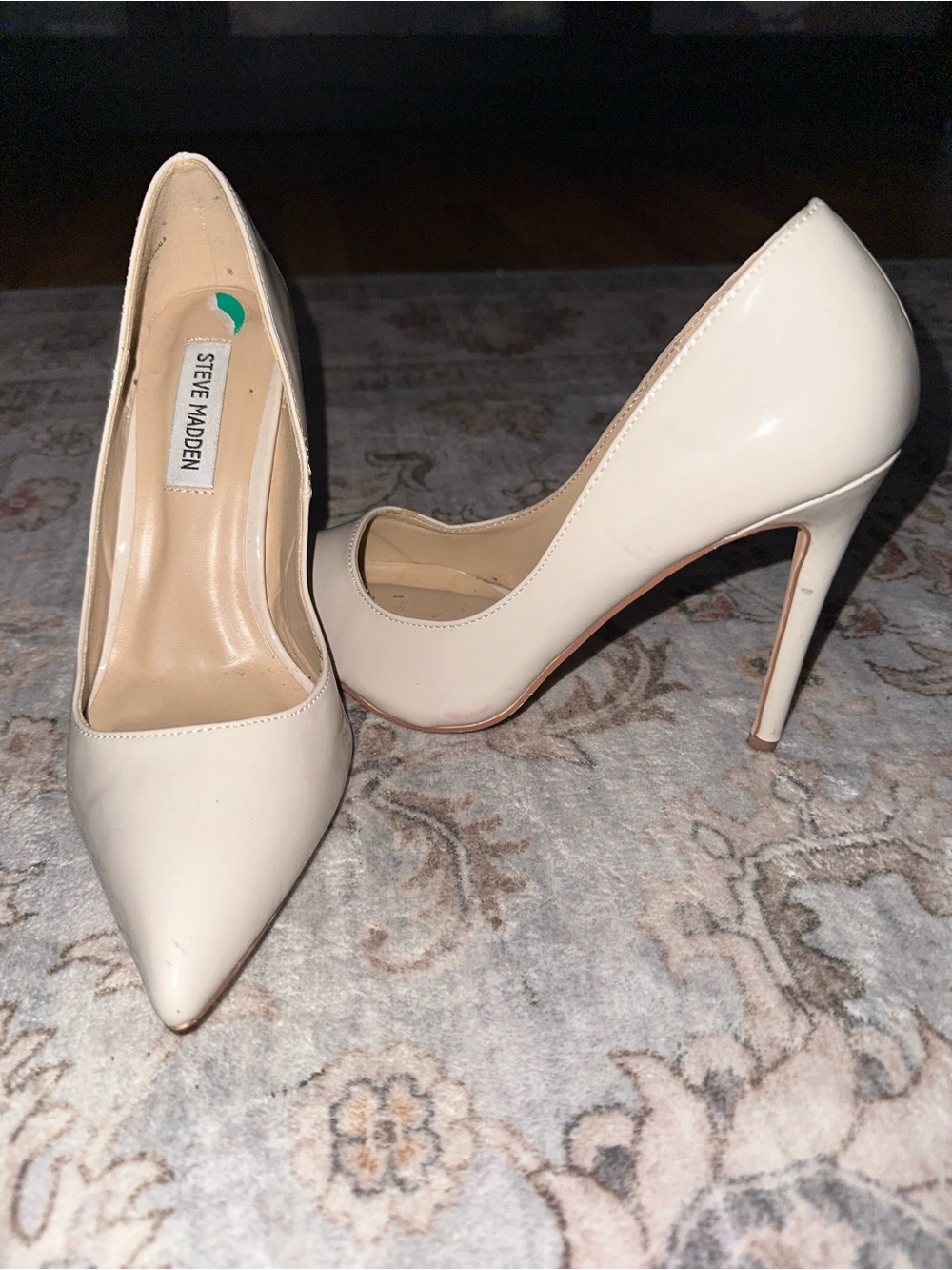 Steve Madden Ivory Patent Pointed-Toe Stiletto Pumps